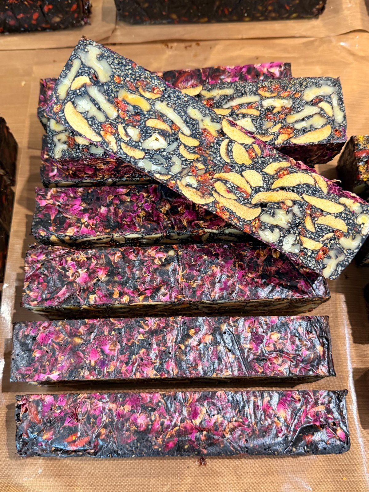 Medicinal sweets with rose petals